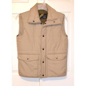 Vintage Sears Outerwear Puffer Vest Beige Men's Size S Regular‎ Front Zip & Snap